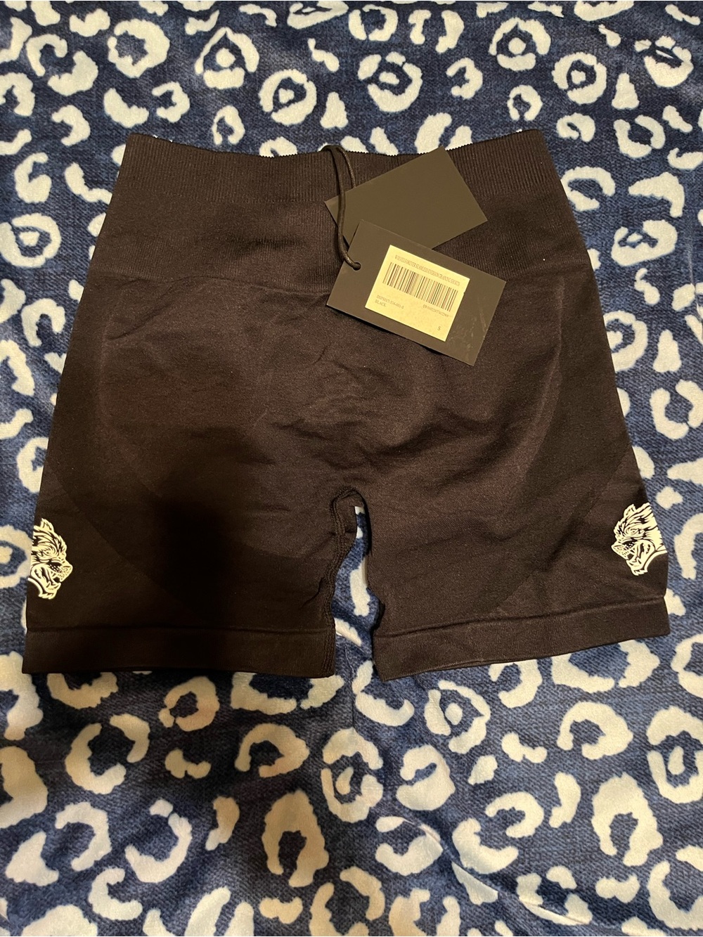 Wolves forever Black High-Rise Bike Shorts with White wolf